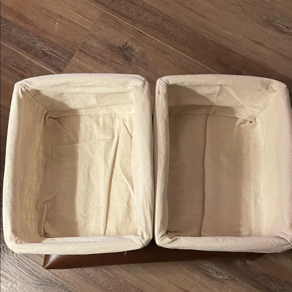 2 Wicker Storage Baskets with Cream Liners